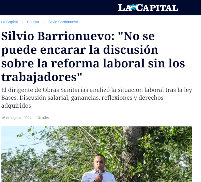 Silvio Barrionuevo: "No se puede encarar la discusión sobre la reforma laboral sin los trabajadores"